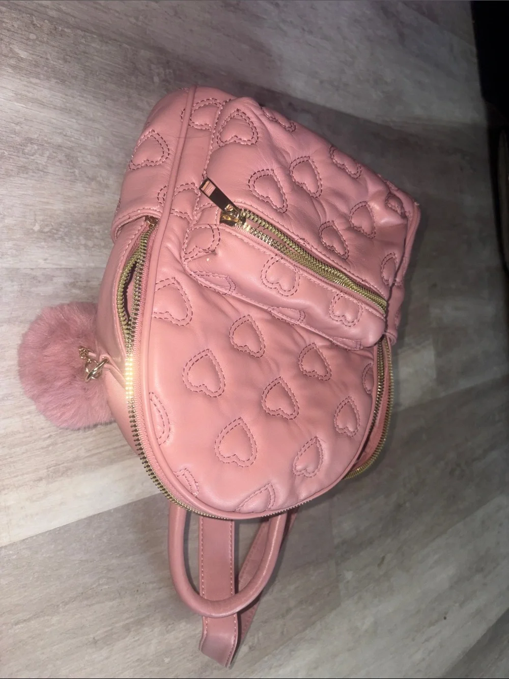 Pink Heart Quilted Mini Backpack - Women's Bag